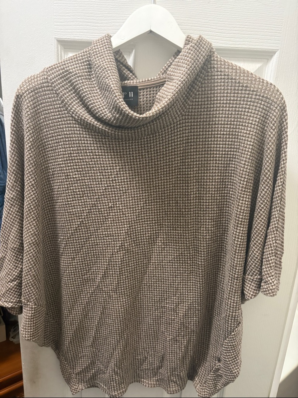 Relaxed Taupe Waffle Turtleneck Sweater